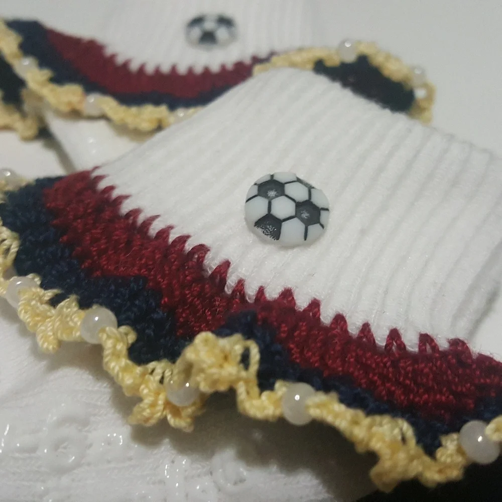 Handmade Crocheted Barcelona Spain Soccer Socks 0-6M